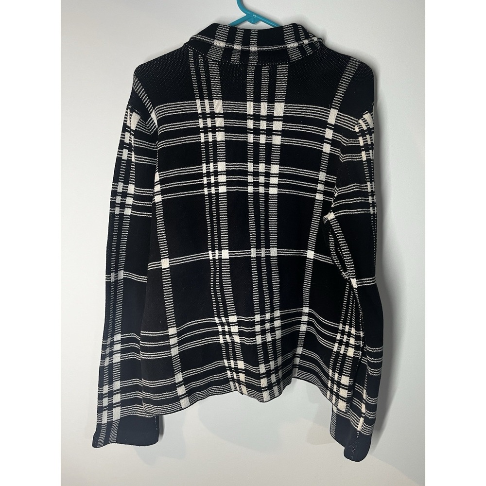 Chaps Black and White Plaid Knit Moto Jacket/Blazer - Picture 12 of 12